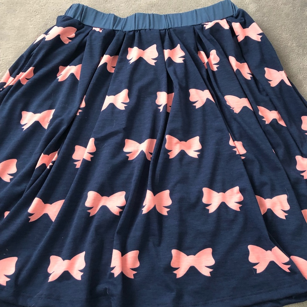 Pink ribbon bow lularoe Madison skirt pockets NEW